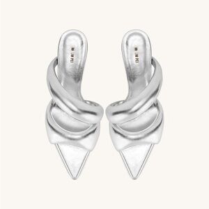 JW PEI Sara Mules in Silver Vegan Leather